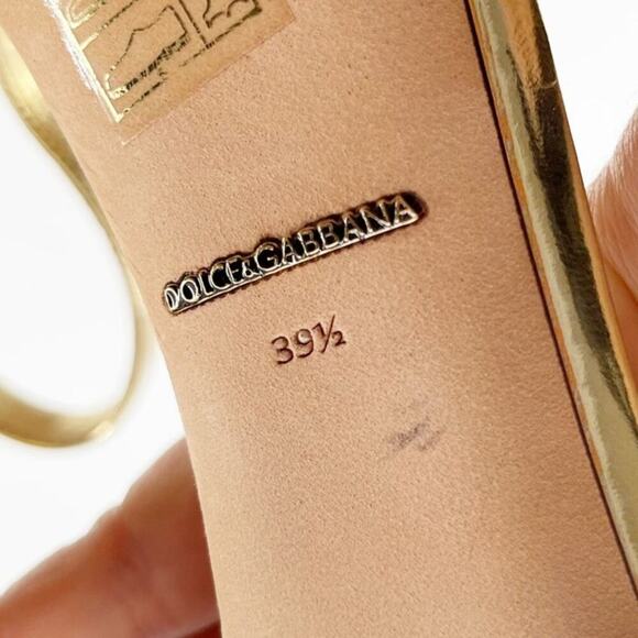 Dolce & Gabbana Metallic Gold Vally Flower Spike Studded Block Heel IT 39.5 - Picture 11 of 12